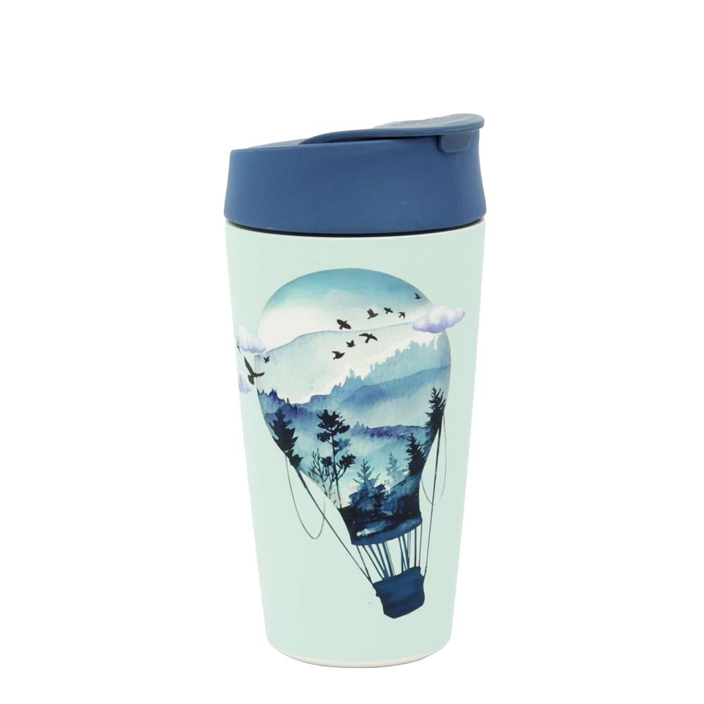 Kaffeebecher To Go mit Motiv (420ml), Bioloco PLANT - Deluxe Cup Air Ballon