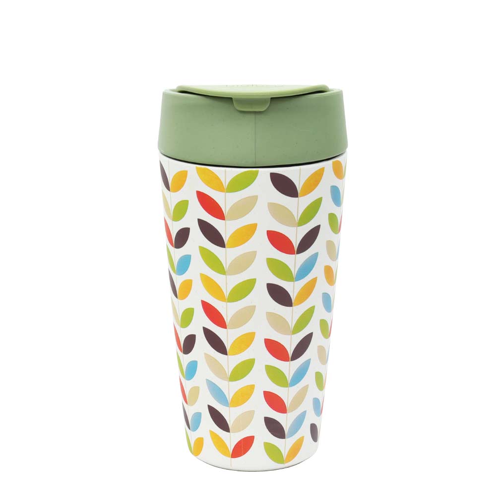Kaffeebecher To Go mit Motiv (420ml), Bioloco PLANT - Deluxe Cup Bright Leaves
