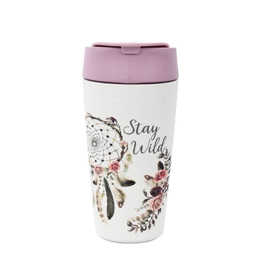 Kaffeebecher To Go mit Motiv (420ml), Bioloco PLANT - Deluxe Cup Dreamcatcher