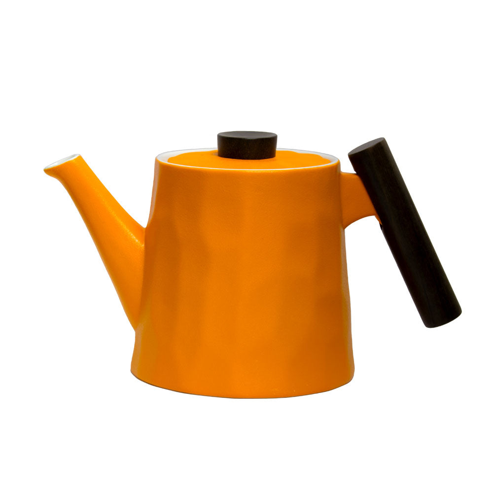 moderne Teekanne aus Porzellan mit Wabenstruktur - orange