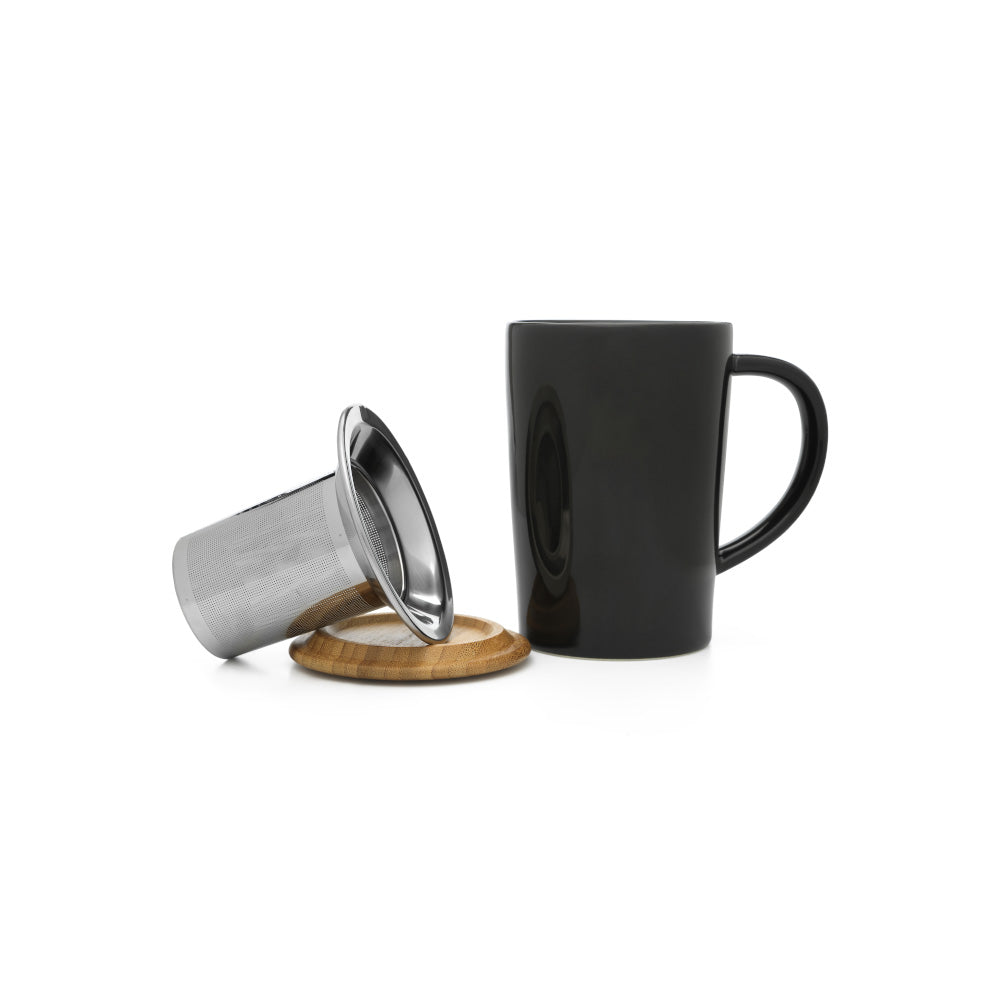 Teetasse mit Sieb, 400ml | Universal in Schwarz – Lieferumfang