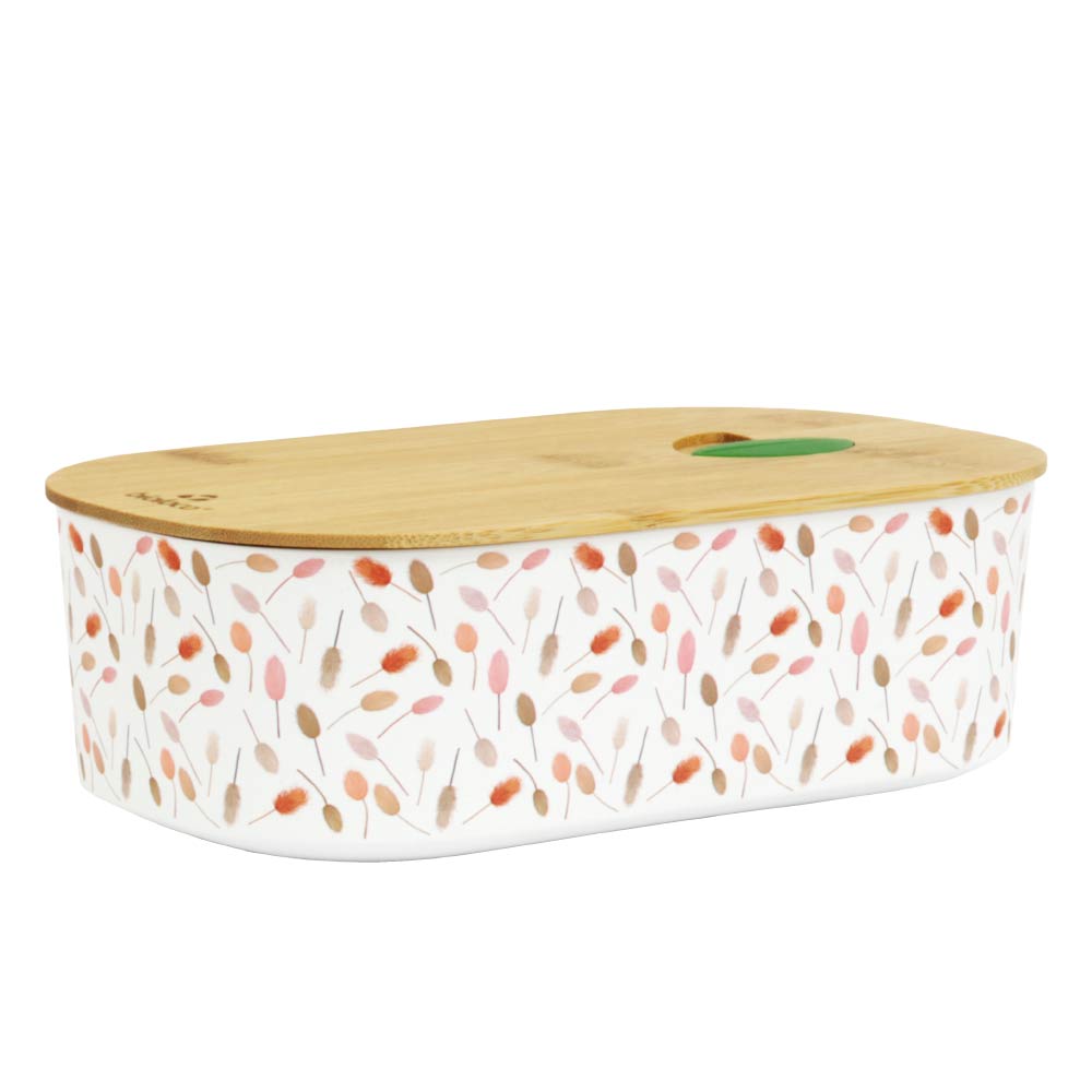 Lunchbox mit Bambusdeckel, Bioloco PLANT Dried Flower Pattern