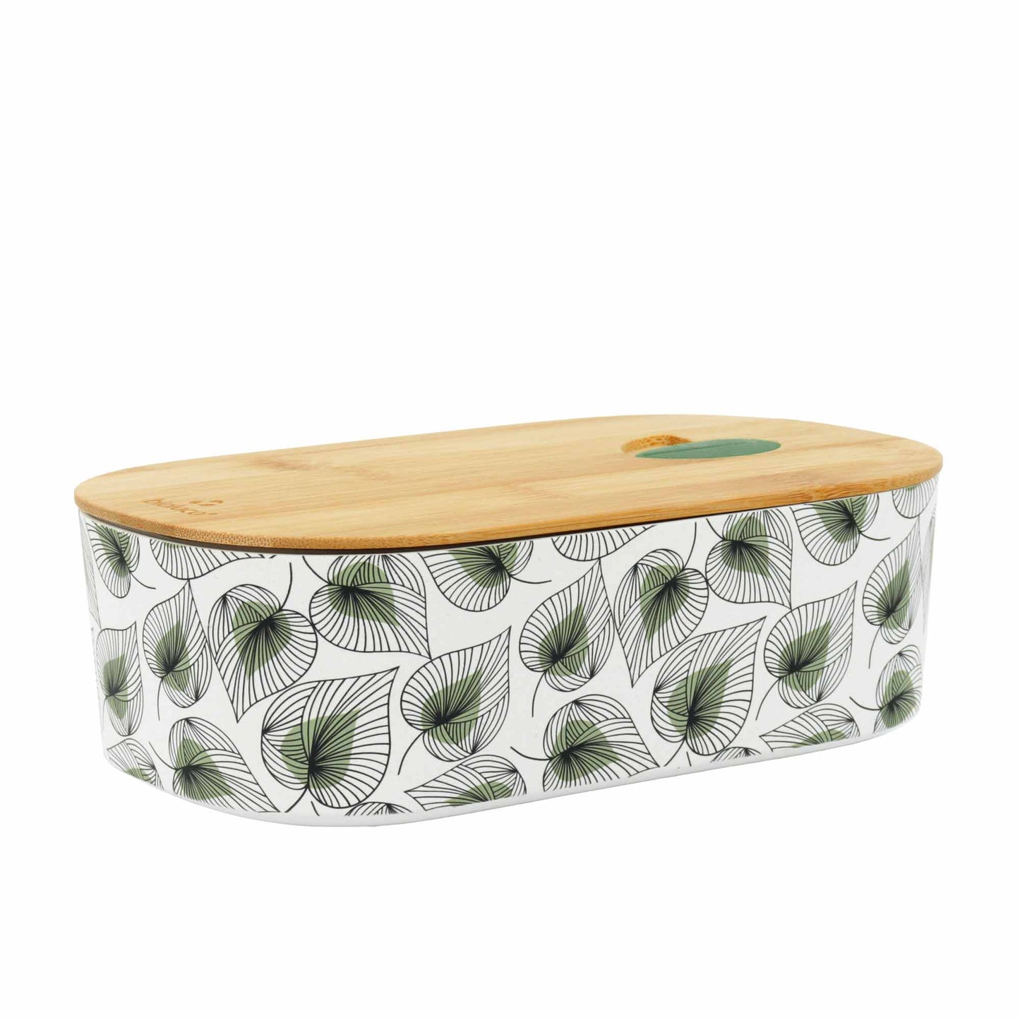 Lunchbox mit Bambusdeckel, Bioloco PLANT Line art leaves