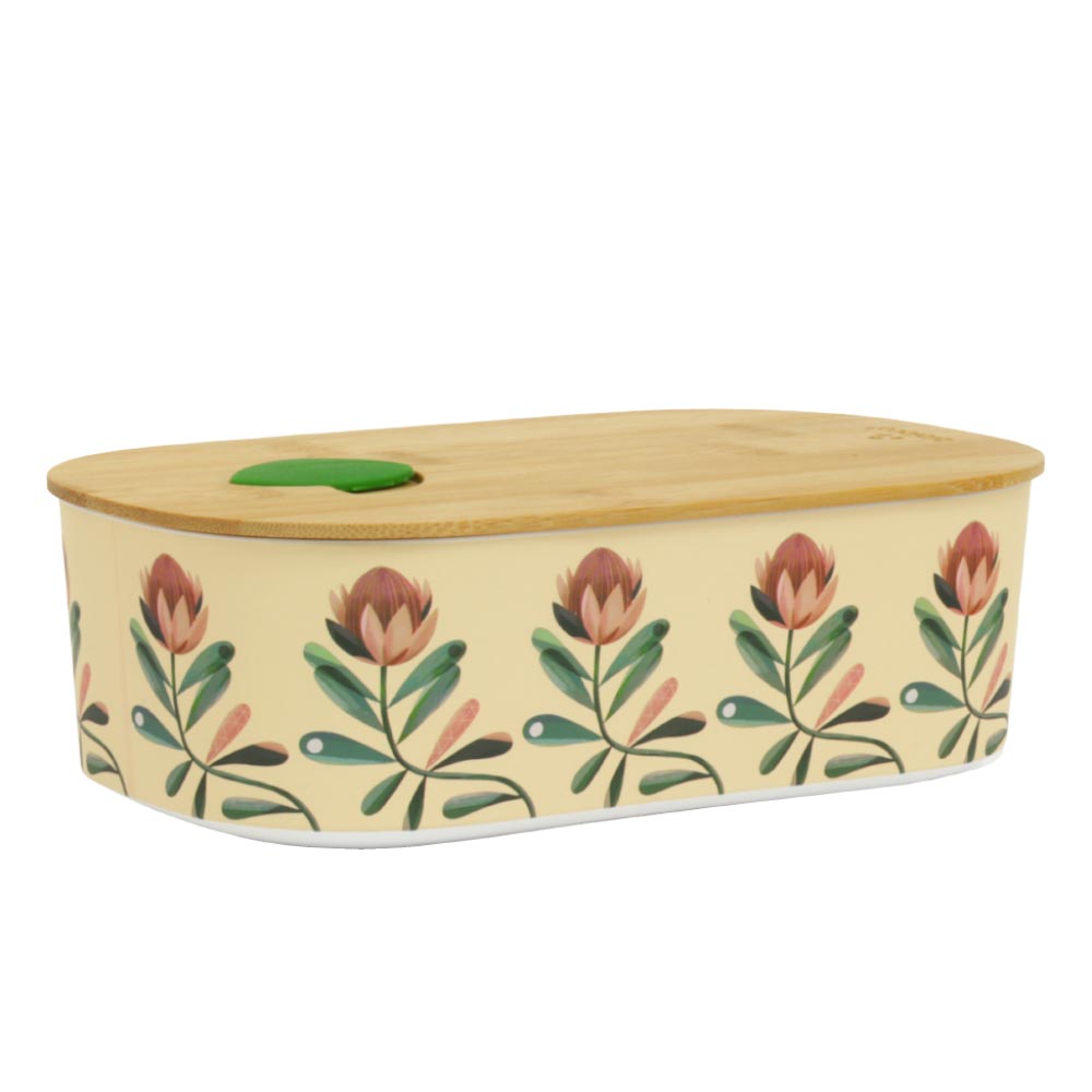 Lunchbox mit Bambusdeckel bioloco PLANT aus PLA 'protea pattern'