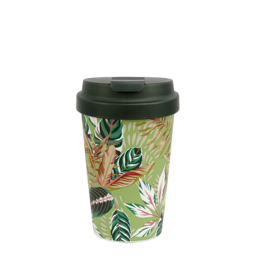 Kaffeebecher mit Deckel ToGo - Easy Cup (350ml) Leaves