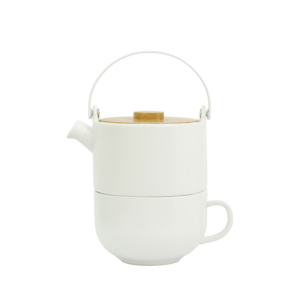 Tea for One UMEA, Teekanne im Set, Weiß, aus Porzellan, 500ml