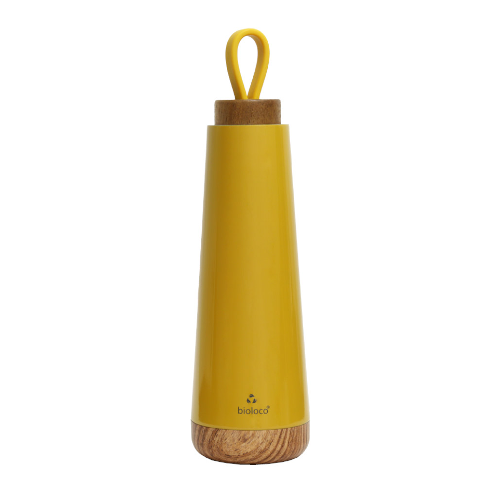stylische Isolierflasche aus Edelstahl in 'mustard', 500ml
