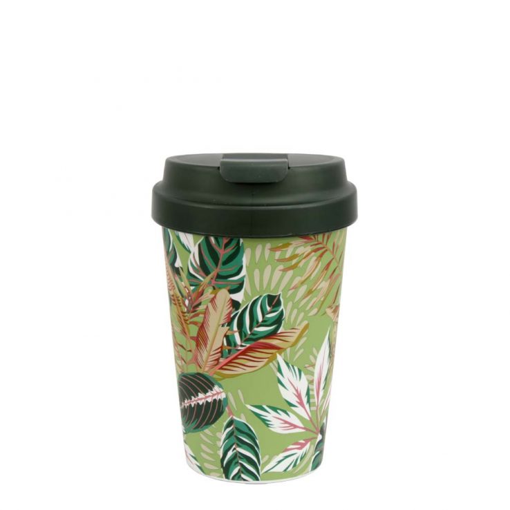 Kaffeebecher mit Deckel ToGo 'Easy Cup' (350ml), leaves