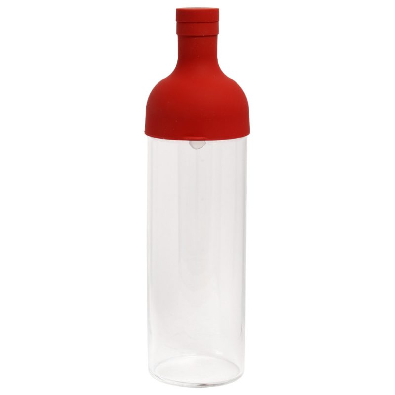 Eistee Glasflasche mit Teesieb für Cold Brew Tea (750ml) - Rot